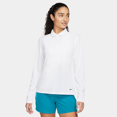 

Nike Womens Nike Victory LS Solid Golf Polo - Womens White/Black Size M