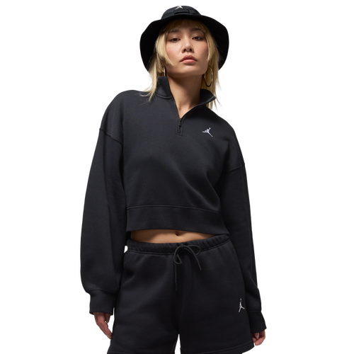  - Jordan Brooklyn Fleece Quarter-Zip Top - White/Black