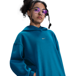 Girls' Grade School - Nike NSW Shine Satin OS Club Fleece Hoodie - Green Abyss/Metallic Gold/Mead Gold