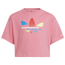 adidas Bold Crop T-Shirt - Girls' Grade School Pink/Multicolor