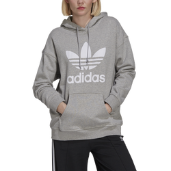 Women's - adidas Originals Adicolor Trefoil Hoodie - Gray