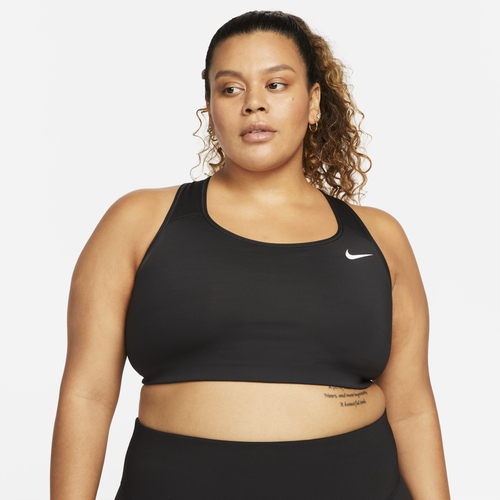 Shop Nike Womens  Plus Size Swoosh Bra Non Pad In Black/white