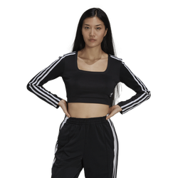 Womens - adidas Originals 3 Stripe Long Sleeve T-Shirt - Black/White