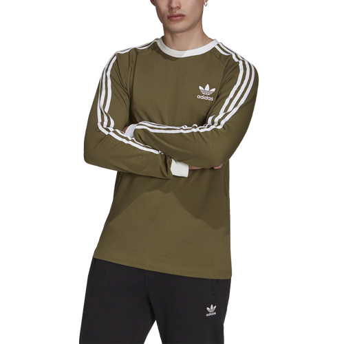 

adidas Originals Mens adidas Originals 3 Stripe Longsleeve T-Shirt - Mens Green/White Size S