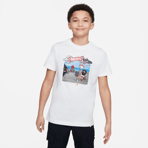 Shop Nike Boys   Short Sleeve Crew Photo T-shirt In White