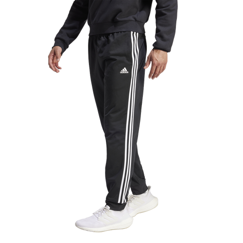 MENS - adidas Essentials Warm-Up Tapered 3-Stripes Track Pants - Black/White