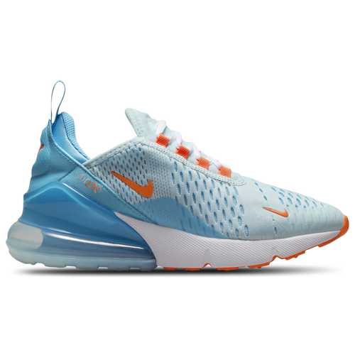 

Boys Nike Nike Air Max 270 - Boys' Grade School Shoe Glacier Blue/Total Orange/Aquarious Blue Size 06.5