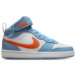 Boys' Grade School - Nike Court Borough Mid 2 - Aquarius Blue/White/Total Orange