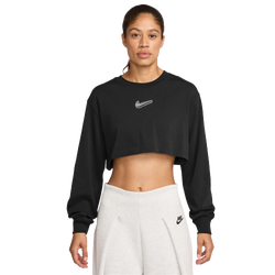 Women's - Nike Long Sleeve Support Crop T-Shirt - Black