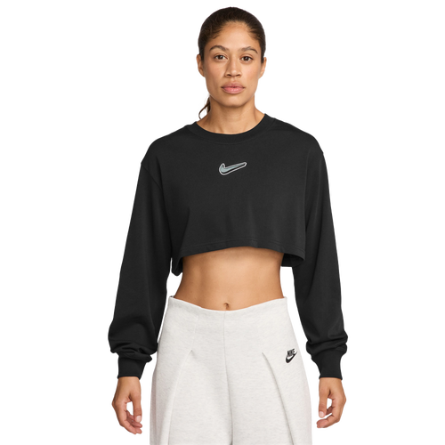  - Nike Long Sleeve Support Crop T-Shirt - Black