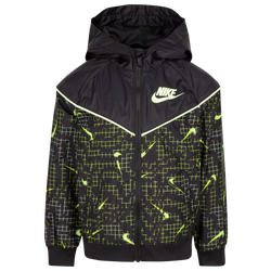 Boys' Preschool - Nike Full-Zip All Over Print Windrunner - Black/Volt