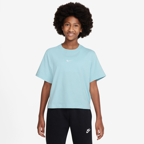 

Nike Girls Nike Essential Boxy T-Shirt - Girls' Grade School Ocean Bliss/White Size L