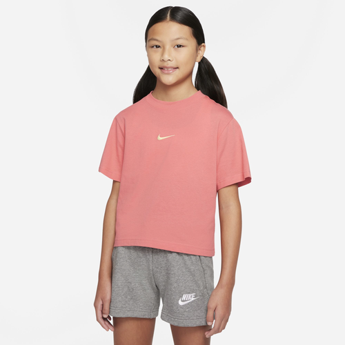 

Nike Girls Nike Essential Boxy T-Shirt - Girls' Grade School Pink/White Size M