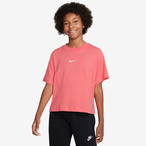 

Nike Girls Nike Essential Boxy T-Shirt - Girls' Grade School Sea Coral/White Size M