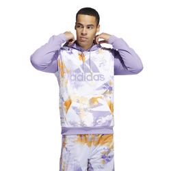 Men's - adidas AOP Hoodie - White/Purple