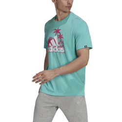 Mens - adidas Vacation Sunset T-Shirt - Blue/Pink