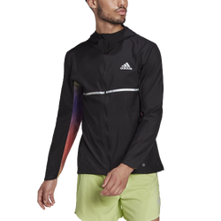 Men's - adidas Own The Run Color Block Jacket - Black/Purple/Lime