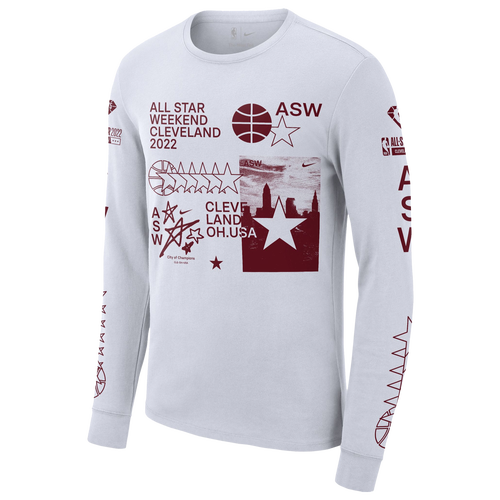 

Jordan Mens Jordan All Star Weekend Longsleeve T-Shirt - Mens White/Red Size S