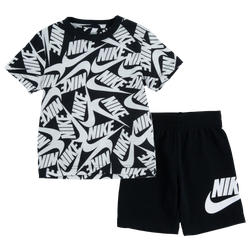 Boys' Toddler - Nike NSW Toss All Over Print 2pc Short Set - Black/Black