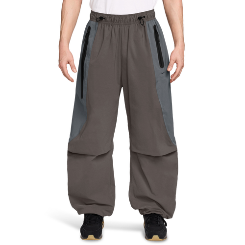Nike Tech Wide-leg Colour-block Dri-fit Track Pants In Gray