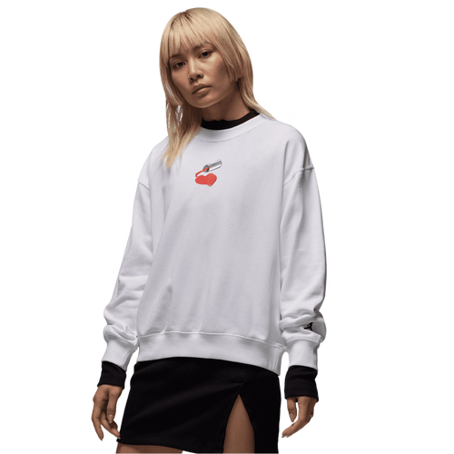 WOMENS - Jordan Brooklyn FT NP Graphic Fleece Crew - White