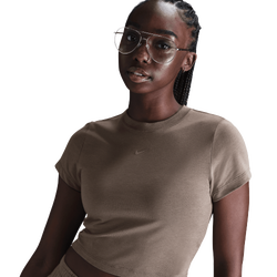 Women's - Nike NSW Chill Knit Crop T-Shirt - Mink Brown