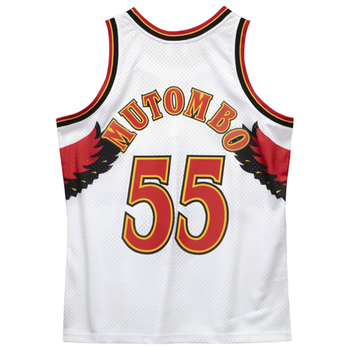 

Mitchell & Ness Mens Dikembe Mutombo Mitchell & Ness Hawks Swingman Jersey - Mens White Size XL