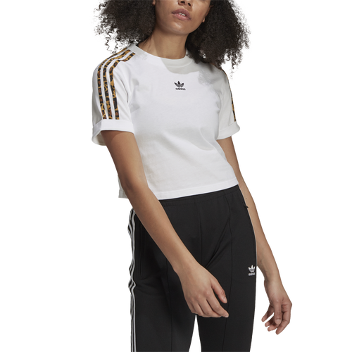 Adidas Originals Womens Adidas Cropped T-shirt In White/brown