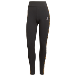 Women's - adidas Originals Adicolor Classic 3-Stripes Tights - Black/Leopard
