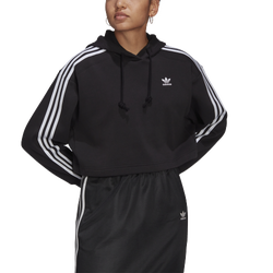 Women's - adidas 3 Stripe Short Hoodie - Black