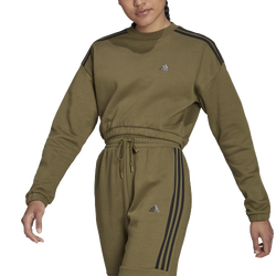 Women's - adidas Crop Crew - Olive/White