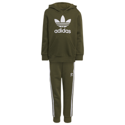 Boys' Preschool - adidas Trefoil Hoodie Set - Olive/White