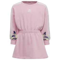 Girls' Preschool - adidas Flower Print LS Dress - Pink/Pink