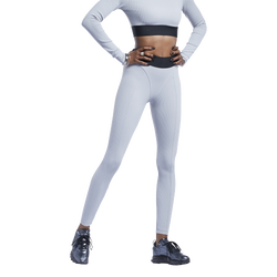 Women's - Reebok Cardi B Rib Tights - Gray/Black