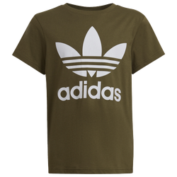 Boys' Grade School - adidas Ya Trefoil T-Shirt - Olive/White