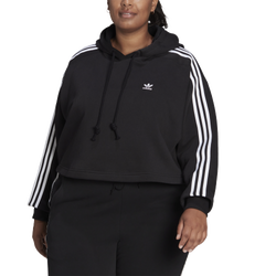 Women's - adidas Plus 3 Stripe Short Hoodie - Black