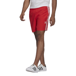 Men's - adidas Originals 3 Stripes Swim Shorts - Red