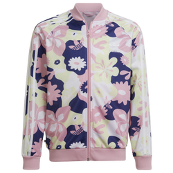 Girls' Grade School - adidas Originals All Over Printed Superstar Track Jacket - White/Pink/Volt