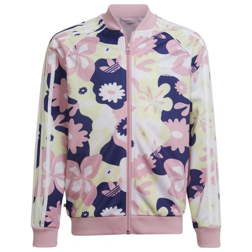

adidas Originals Girls adidas Originals All Over Printed Superstar Track Jacket - Girls' Grade School White/Pink/Volt Size L