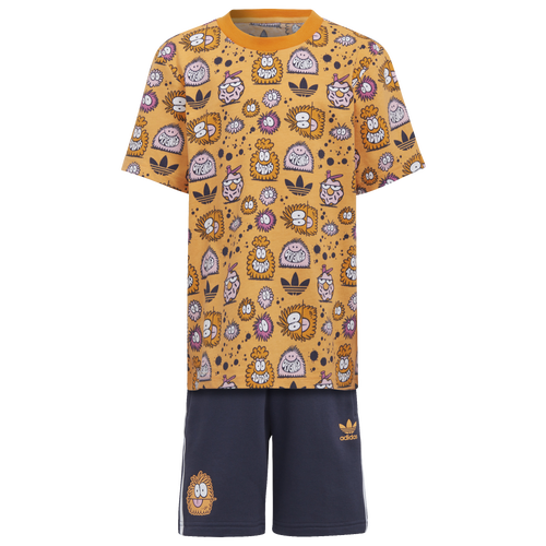 

adidas Originals Boys adidas Originals Kevin Lyons T-Shirt Short Set - Boys' Preschool Orange/Navy Size XXS