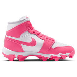 Boys' Grade School - Jordan AJ 1 Mid Cleats - Digital Pink/White
