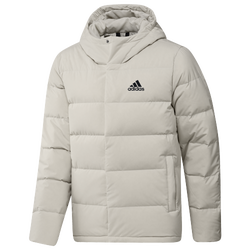 Men's - adidas Helionic Hooded Down Jacket - White/Grey