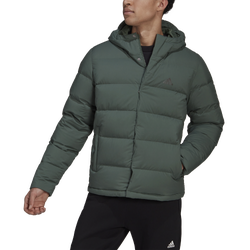 Men's - adidas Helionic Hooded Down Jacket - Green Oxide
