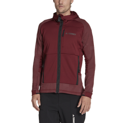 Men's - adidas Terrex Tech Flooce Hooded Hiking Jacket - Shadow Red