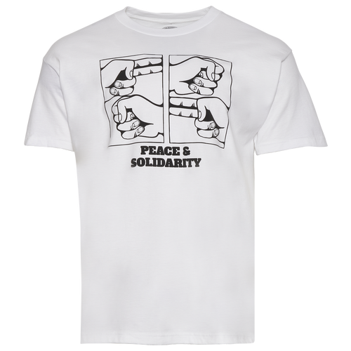 

Heron Hues Mens Heron Hues Peace & Solidarity T-Shirt - Mens White/Black Size M