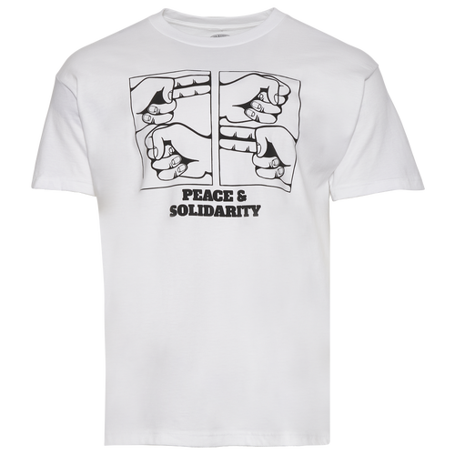 

Heron Hues Mens Heron Hues Peace & Solidarity T-Shirt - Mens White/Black Size S