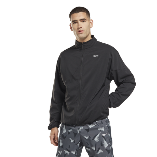 Shop Reebok Mens  Running Woven Wind Jacket In Black