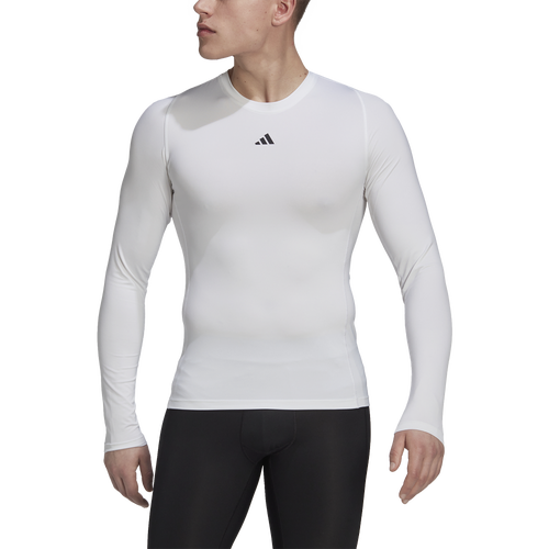 

adidas Mens adidas Techfit Long Sleeve T-Shirt - Mens White Size S