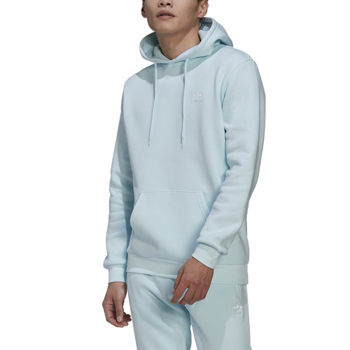 Shop Adidas Originals Mens  Adicolor Essential Trefoil Fleece Hoodie In Almost Blue