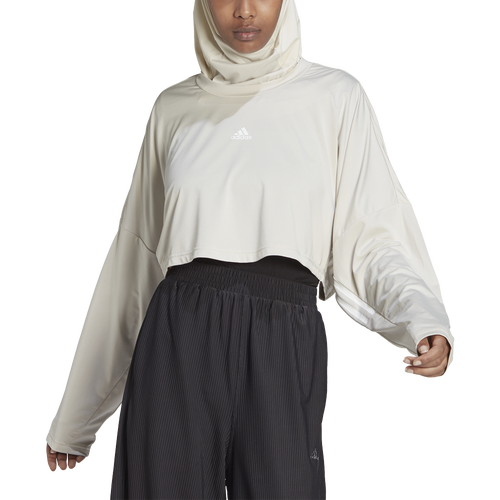 

adidas Womens adidas Hyperglam Cut 3 Stripe Oversized Cover Up - Womens Alumina/White